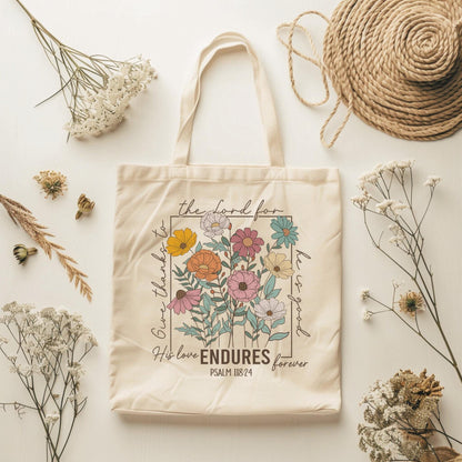 Bible Verse Tote Bag Gift -Flowers Laptop Bag Gift