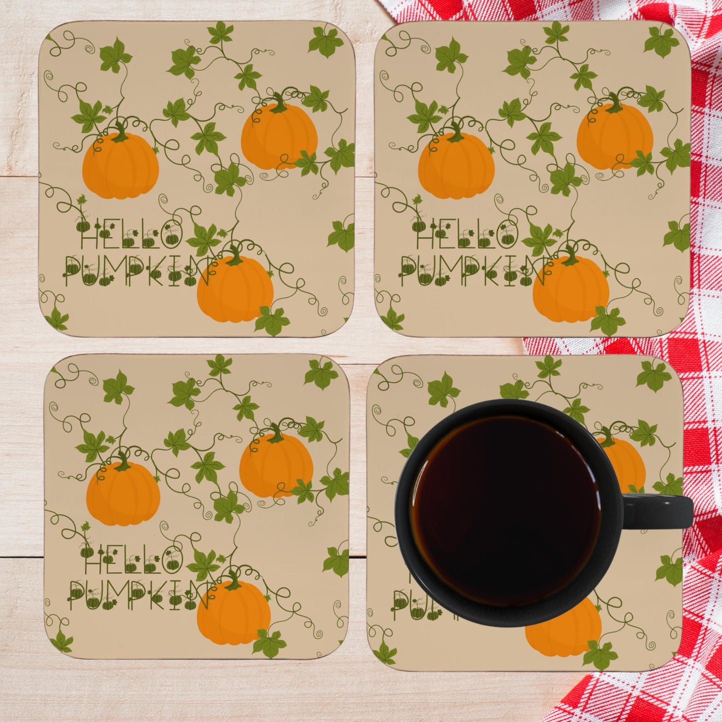Pumpkins Coaster Set Fall Decor Thanksgiving Table Setting