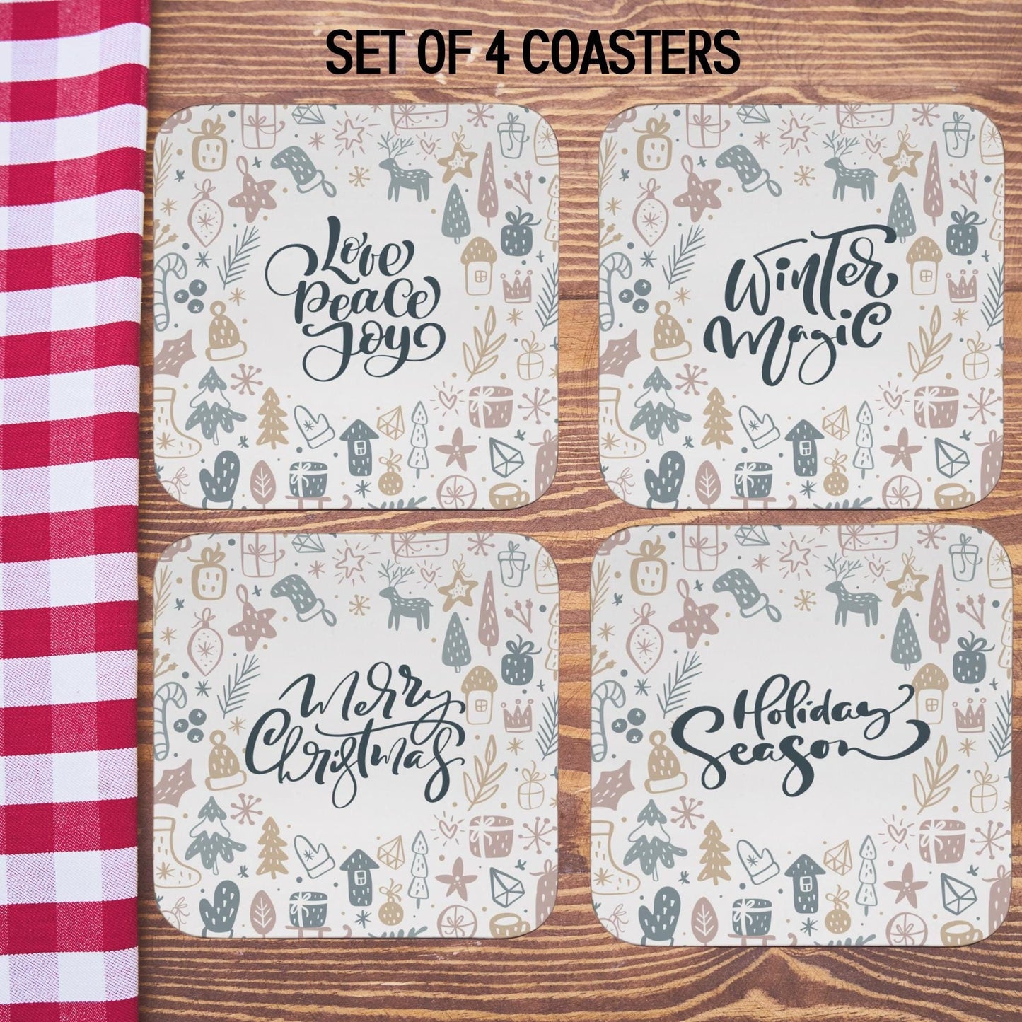 Nordic Christmas Coaster Hygge Kitchen Decor - Hostess Thank you Gift