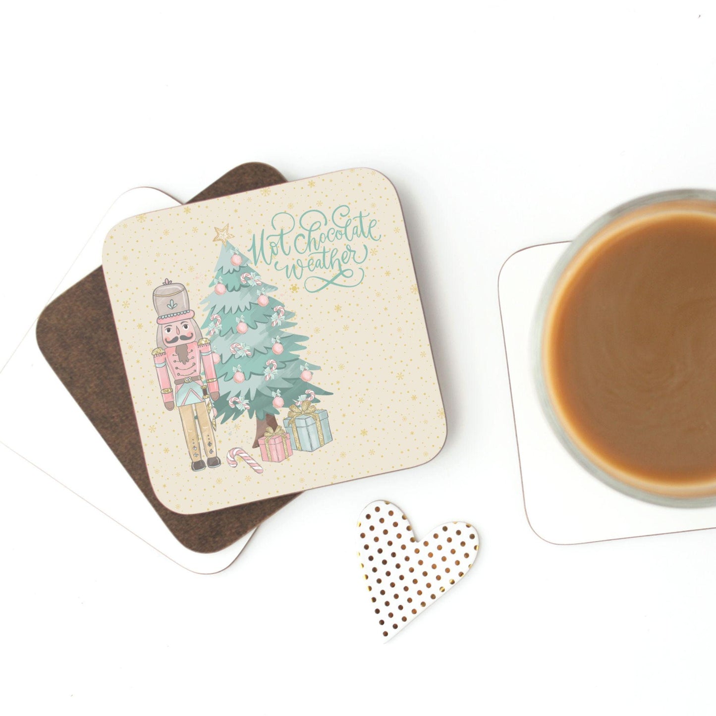 Pink Nutcracker Christmas Coaster Set Hostess Gift - Ballet Dancer Teacher Gift