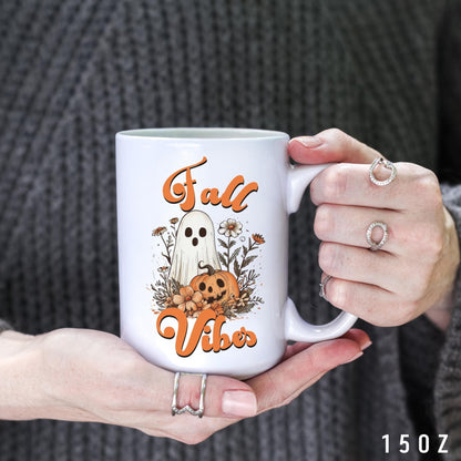 Fall Ghost Mug Gift Cozy Vibes Thanksgiving Favors