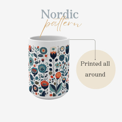 Scandinavian Folk art Cup - Floral Mug for gift