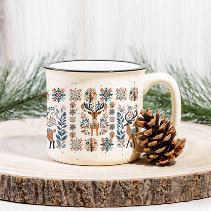 Deer Mug Camping Mountains Cup- Scandinavian Fika Coffe Gift Hygge
