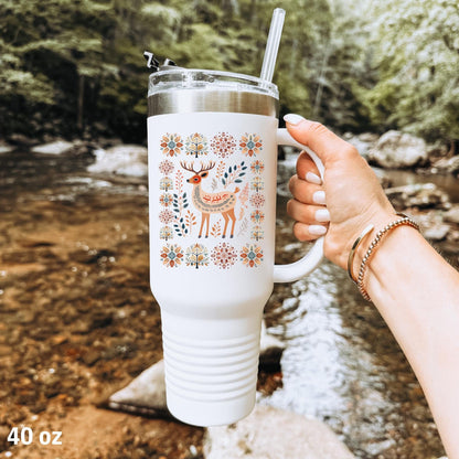 Mountain Deer Nordic Tumbler 40 oz Insulated Mug Scandinavian design