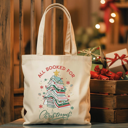 Bookworm Holiday Tote Bag Gift - Book lover Laptop Bag