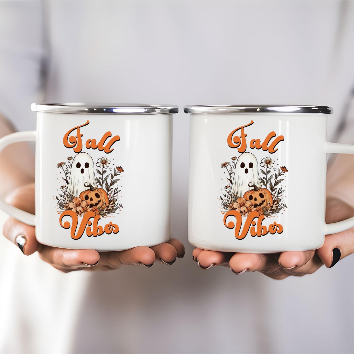Ghost Camp Mug Fall Cozy Vibes Gift Thanksgiving