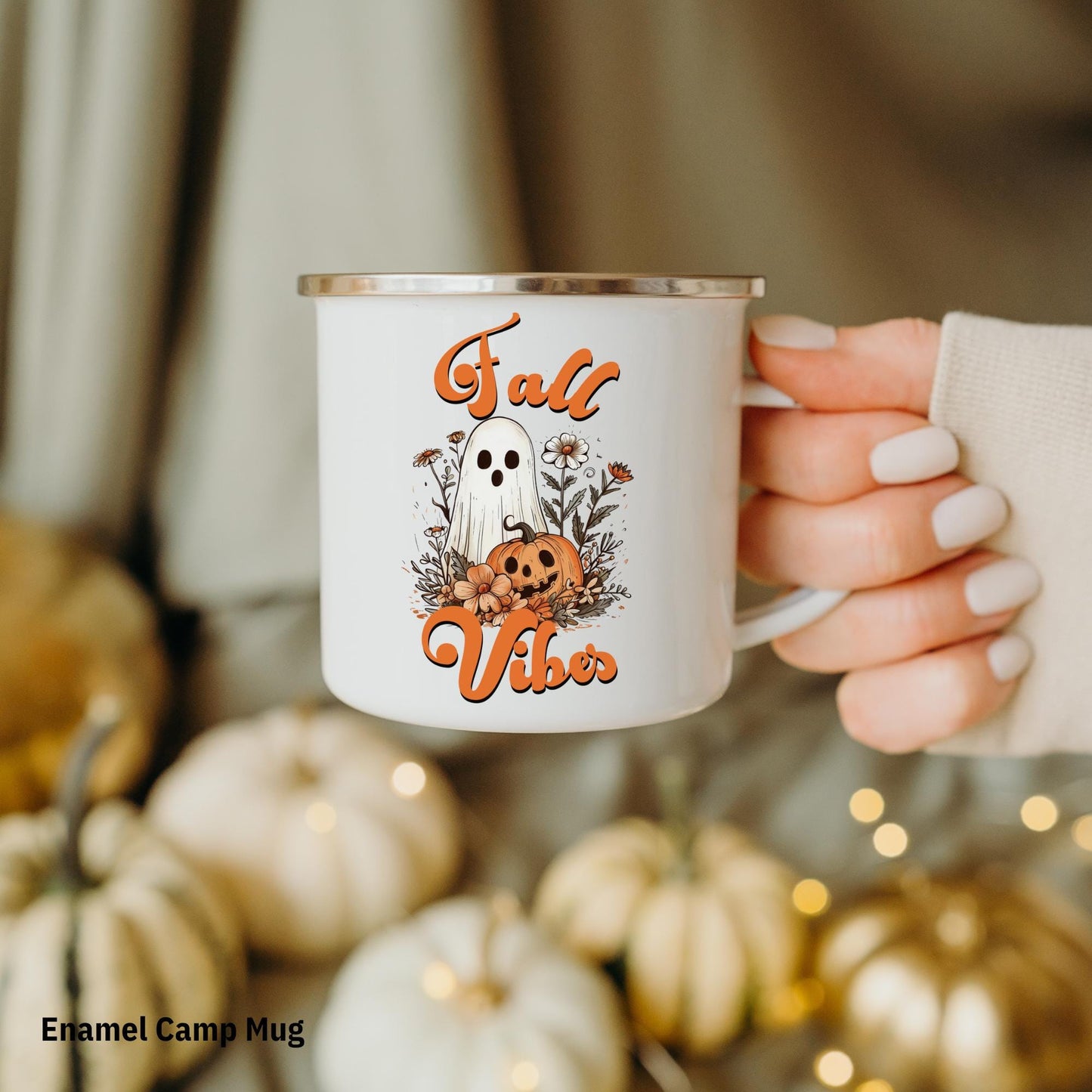 Ghost Camp Mug Fall Cozy Vibes Gift Thanksgiving