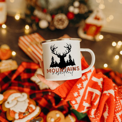 Deer Mountains Camp mug Gift - Forest Mug Coffee Winter Cup
