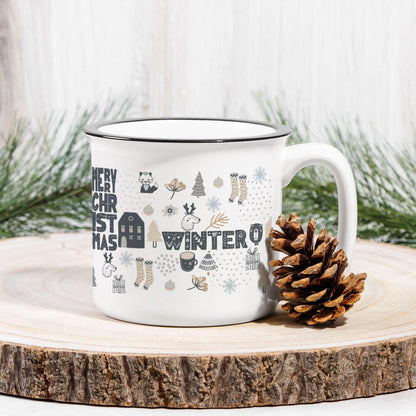 Nordic Modern Christmas Mug Stoneware - Christmas Scandinavian Design