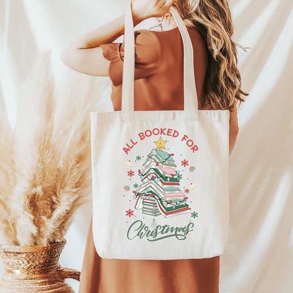 Bookworm Holiday Tote Bag Gift - Book lover Laptop Bag