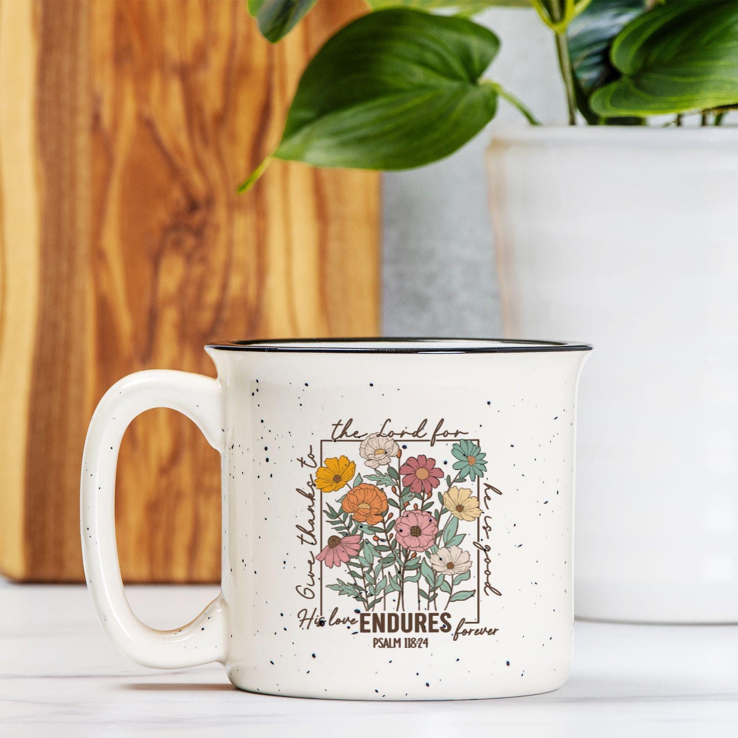 Wild Flowers Mug with Positive Affirmation - Christian Bible Verse Cup