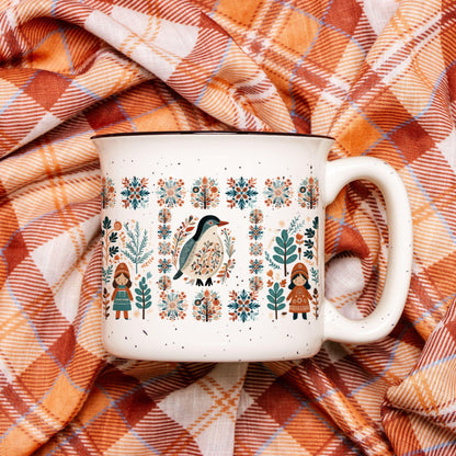 Bird Coffee Mug Nordic Design Folk Art Gift Scandinavian Coffee Mug