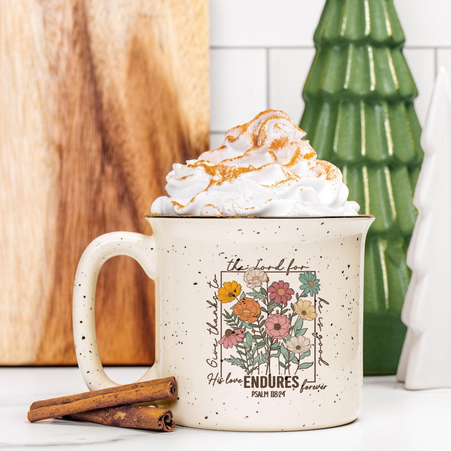 Wild Flowers Mug with Positive Affirmation - Christian Bible Verse Cup