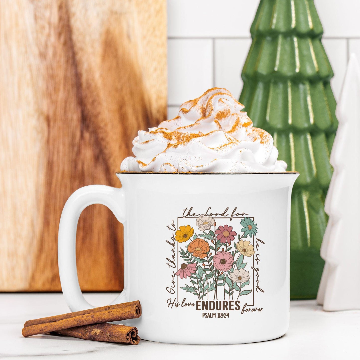 Wild Flowers Mug with Positive Affirmation - Christian Bible Verse Cup