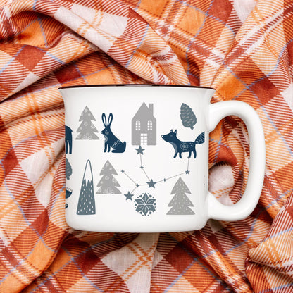 Nordic Christmas Mug Hot Cocoa - Forest mug Cozy Hygge Gift Stoneware