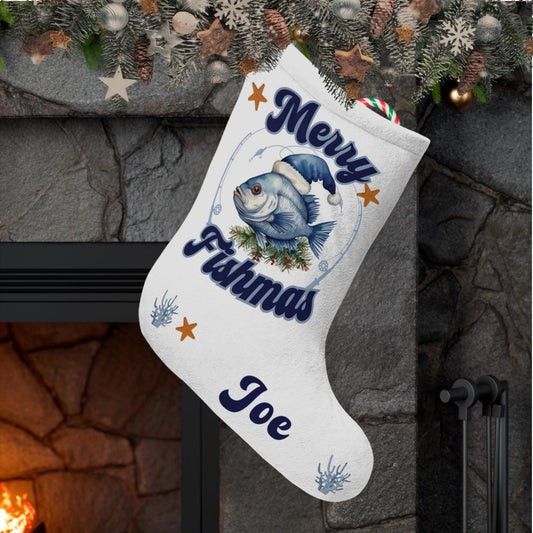 Fishing Christmas Stocking Custom Name - Grandpa and Dad Fishing Gift