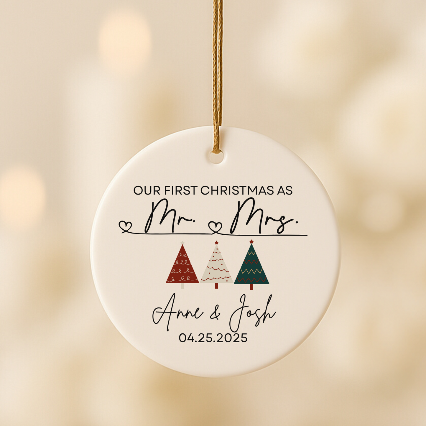 First Christmas as Mr & Mrs Custom Couple Ornament - Engagement and Wedding Keepsake
