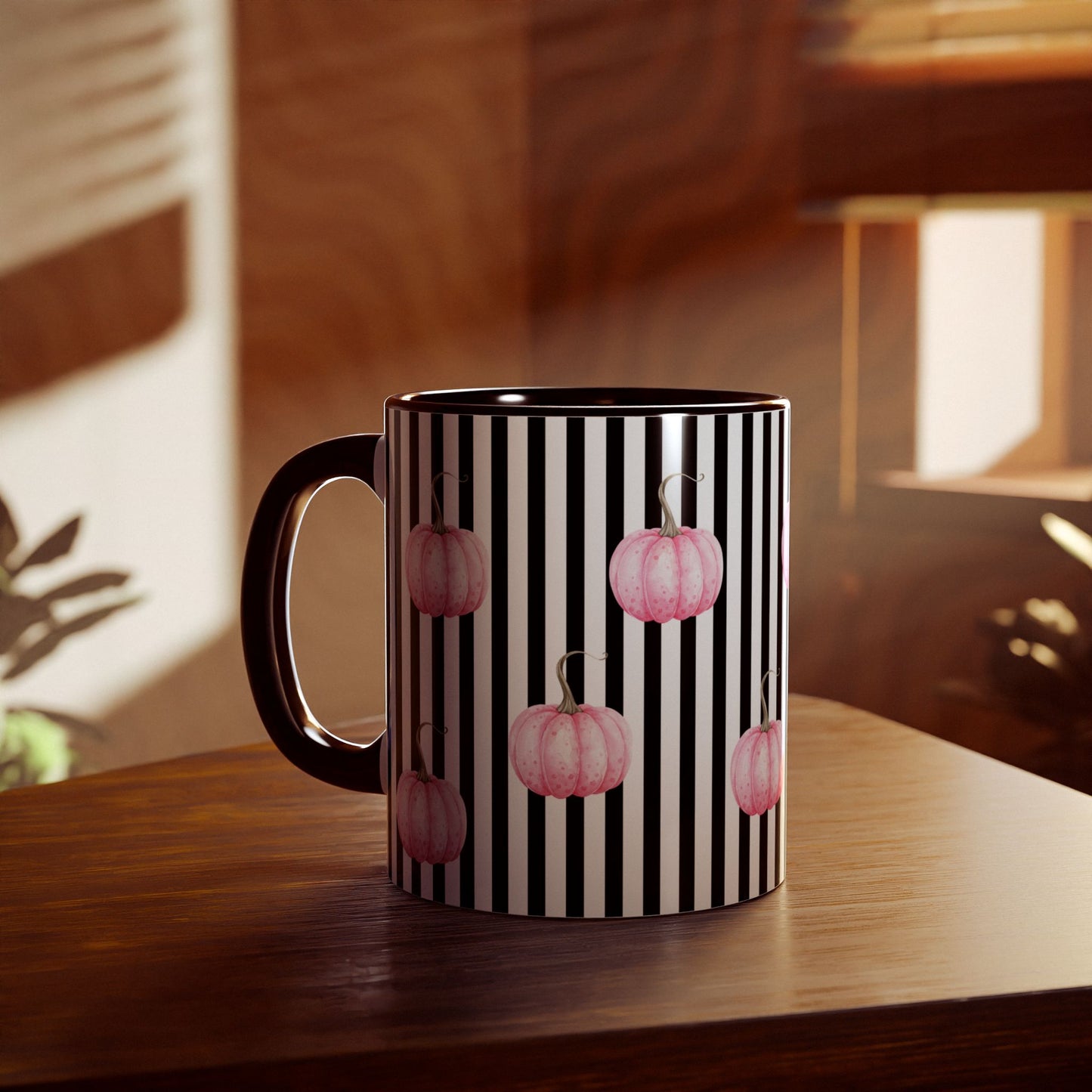 Whimsical Gothic Pumpkin Spice Latte Mug Fall Decor -Spooky Vibes Pink Halloween