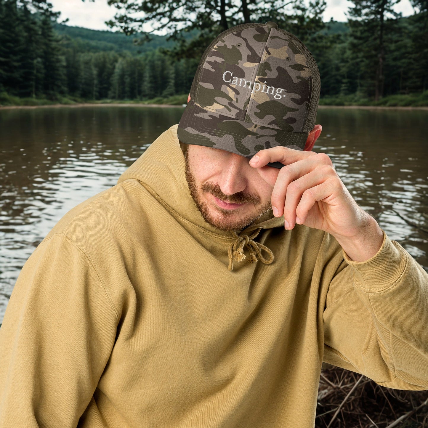 Camping Camouflage Trucker Hat - Trendy Gift for Outdoor Enthusiasts