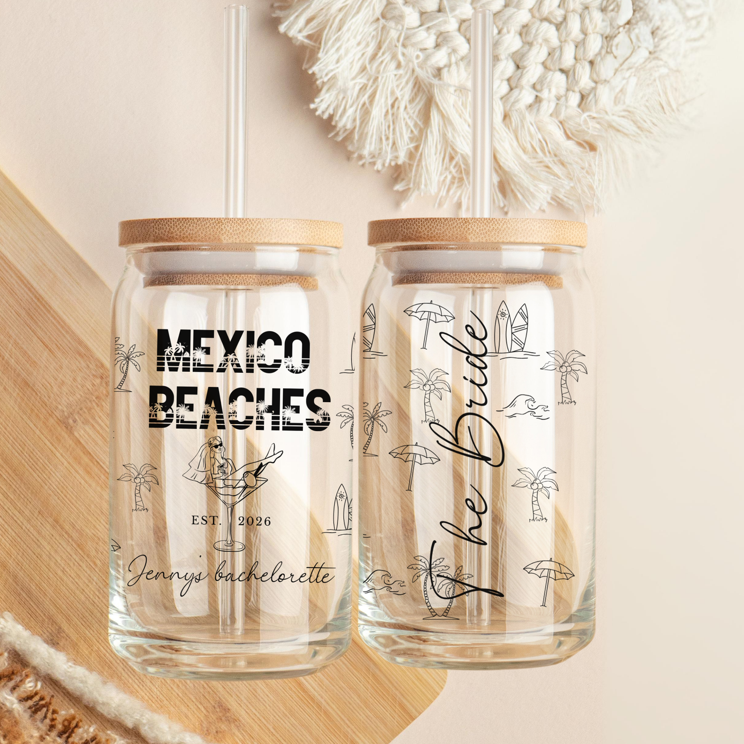 Mexico Bachelorette Iced Glass Cup girls trip