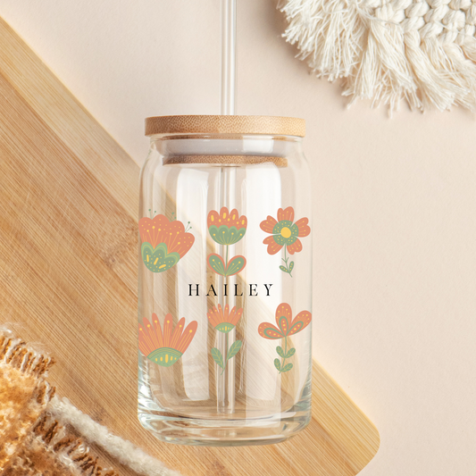 Aesthetic Coffee Cup - Minimalist wildflowers Tumbler for Women Gift