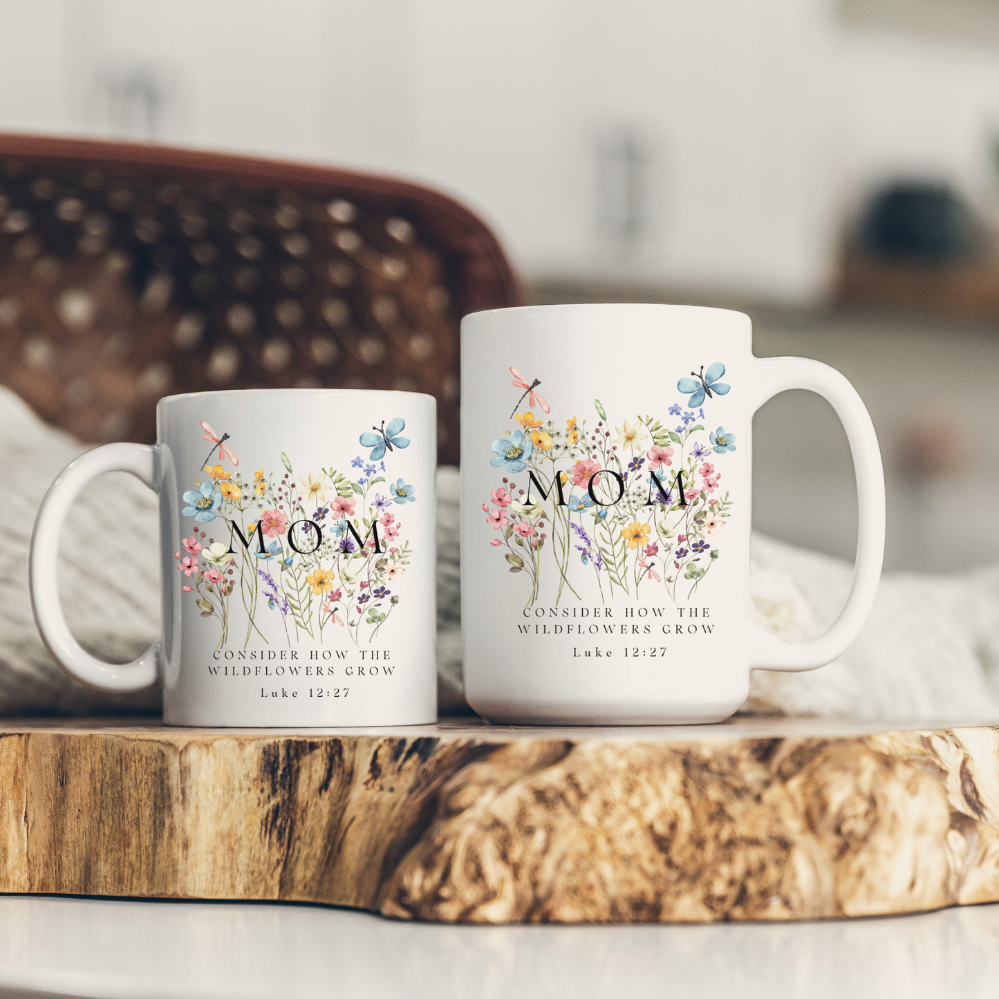 Floral themed mug with bible verse 'consider how wildflowers grow'- unique gift for mothers day
