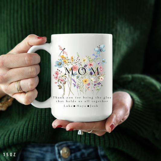 Wild Flowers mug thoughtful custom gift for mom and grandma
