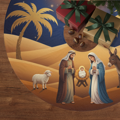 Nativity Christmas Tree Skirt - Christian Catholic Home Decor - Religious Holiday Gift