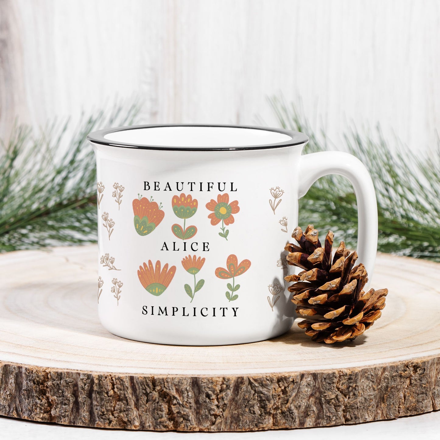 Ceramic Mug Room Prints Minimalist Floral Art - Motivational Thank you gift