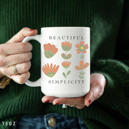 Floral Mug Nordic Folk Art Aesthetic Mug - Gardening Gift for Nature Lovers