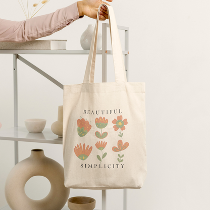 Botanical tote bag Floral Aesthetic Laptop Library Bag - Boho Nordic Folk Art Flowers