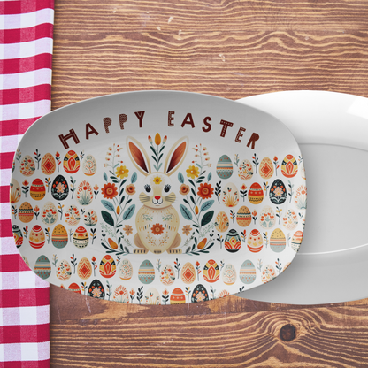 Easter Table decor platter for spring party, Bunny Folk Art platter Gift
