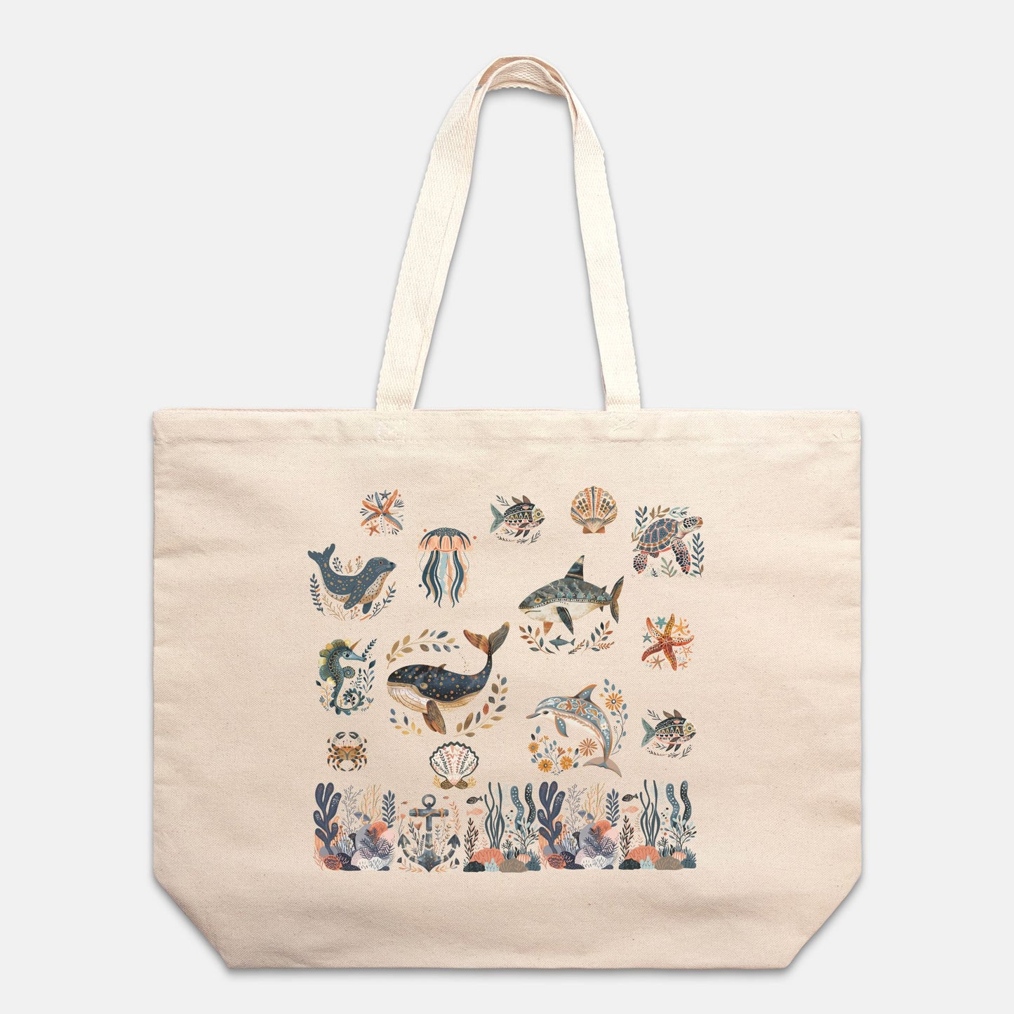 Ocean inspired Tote Bag - Beach Lover and Sea Life Bag - Cruise Tote