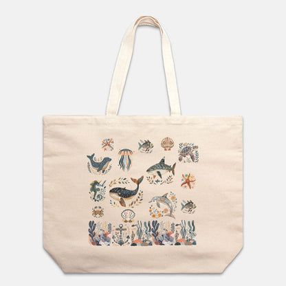 Ocean inspired Tote Bag - Beach Lover and Sea Life Bag - Cruise Tote