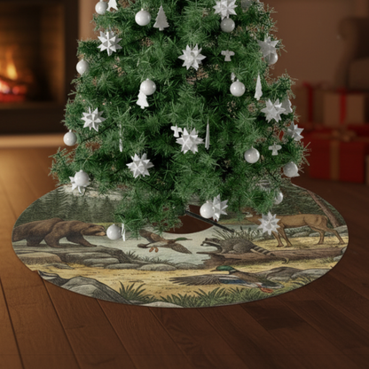 Woodland Christmas Tree Skirt - Mountain Cabin Decor - Rustic Farmhouse Holiday Gift