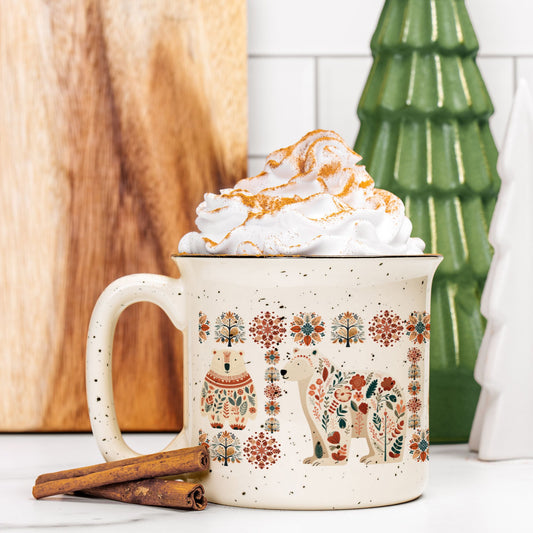 Polar Bear Camp Mug Scandinavian Coffee Gift Idea