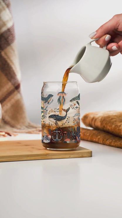 Ocean Themed Glass Tumbler Perfect for Beach Lovers and Summer Party drinkware