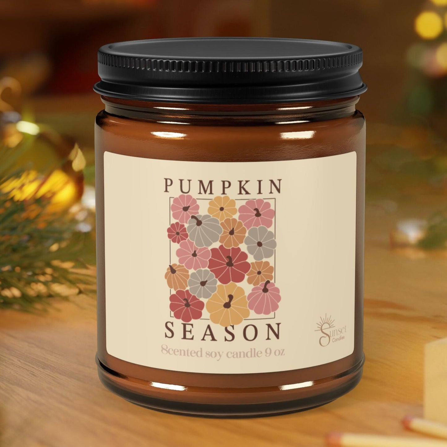 scented candle pumpkins themed in fall colors