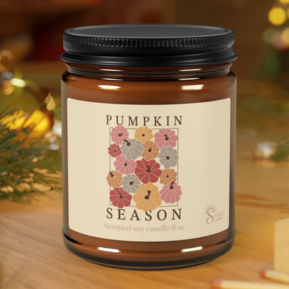 scented candle pumpkins themed in fall colors