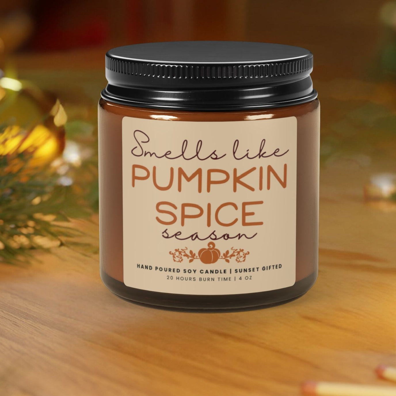 ScentedCandle with pumpkin spice saying fro fall gift