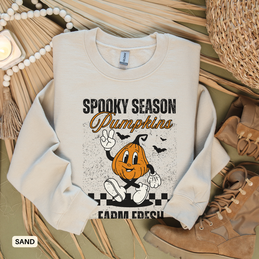 Spooky Season Pumpkin Sweatshirt - Comfy Fall Farm Crewneck