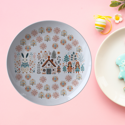 Bunny Nordic Folk Art Plate Easter Table Settings Spring Party Decor