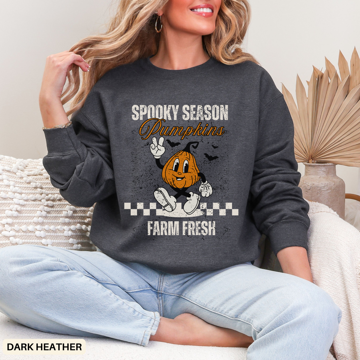 Spooky Season Pumpkin Sweatshirt - Comfy Fall Farm Crewneck