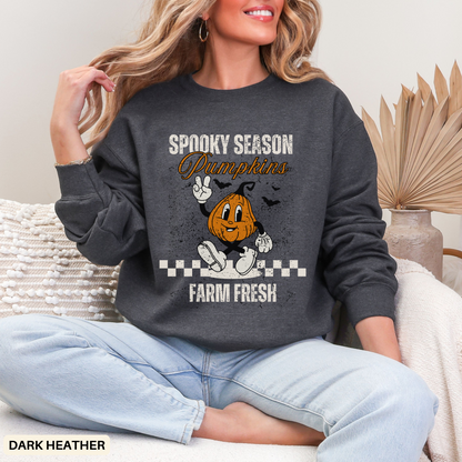Spooky Season Pumpkin Sweatshirt - Comfy Fall Farm Crewneck