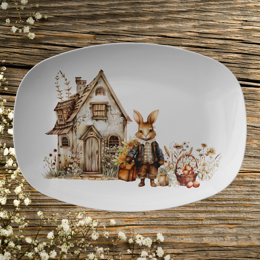 Rustic Platter Farmhouse Decor Rabbit Floral Hostess Table Settings