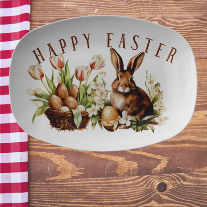 Happy easter bunny Plate Gift Table Settings Spring Party decor