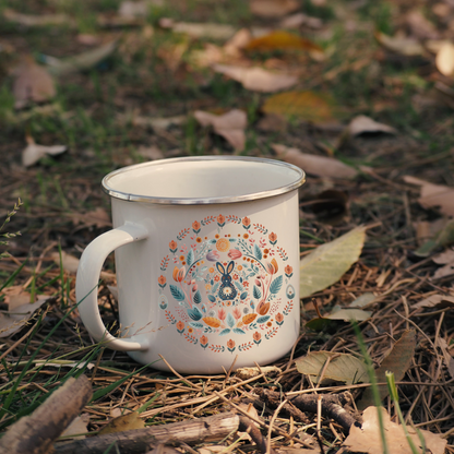 Nordic Rabbit Folk Art Coffee Mug Camping Gift idea