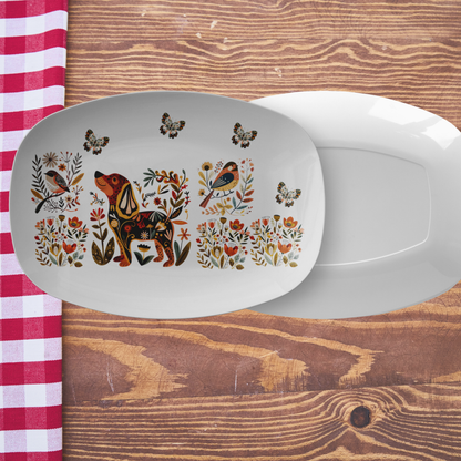 Folk art platter Nordic Design - Dog lover Table Settings Decor Platter
