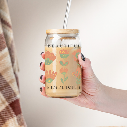 Botanical Minimalist Tumbler - Nordic Folk Art Cup for Women Gift
