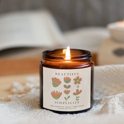 Wildflowers Candle for Hygge Home Decor, Botanical & Gardening Gift - Nordic Minimalist Design Gift
